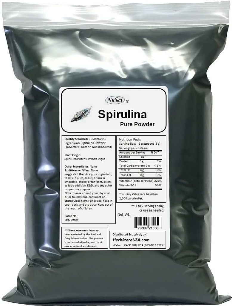 100% czystego proszku Spirulina świeża energia nienapromieniowana (2000 Grams (4.4 lb))