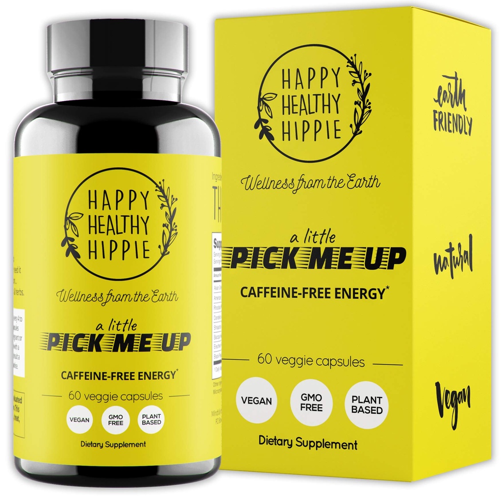 Natural Energy Pills - Bez kofeiny - Metabolizm, Mental Booster - z Rhodiola Rosea, Dandelion Root, Bacopa, Ginseng Extract - 7 Herbs & Absorption Enhancing Piperine - Vegan, Non-GMO, 60 Ct