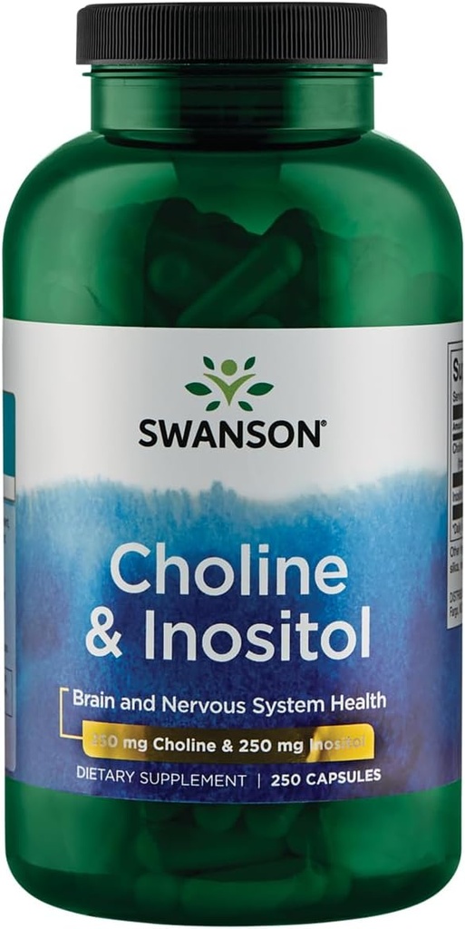 Swanson Choline & Inositol Nerve Support Mental Funkcje 250 / 250 Miligramów 250 Kapsułki