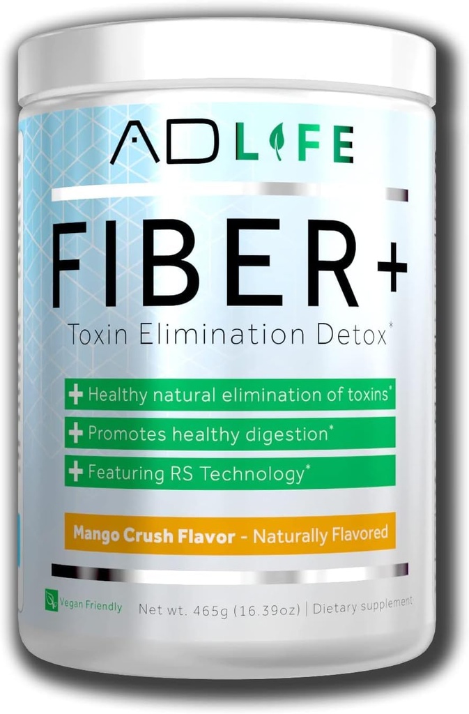 Projekt AD Fiber + Wegan Suplement Fiber Proszek, Wspiera Gut Zdrowie i Regularność trawienna (Mango, 16.4 oz)