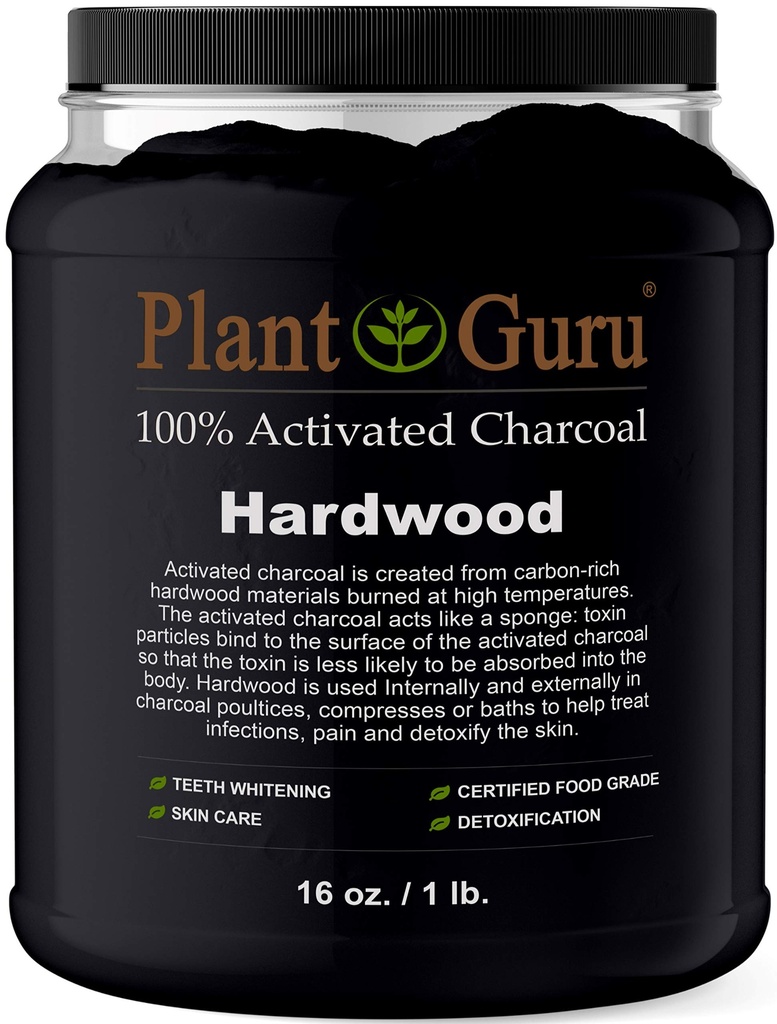 Aktywowany węgiel węglowy w proszku luzem - 1 lb. Jar - Hardwood - Food Grade Kosher Non-GMO - Wybielanie zębów, Maska twarzy i Mydło Maska. Promotuje naturalne detoksykacji i pomaga w trawieniu