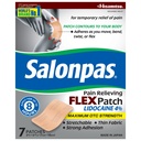 Salonpas Maksymalna moc pozagiełdowa Lidokaina 4% Łata uśmierzająca ból FLEX, Stosować do 8 godzin, Niezapachowy, Cienki, Elastyczny, Lekki, Staje Patch w miejscu, 7 Łaty