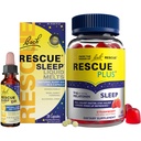 RESCUE Nighttime Sleep Aid Bundle, 3Pk - Bach Sleep Kids Dropper, 10 ml Sleep Liquid Melts, 28Ct Plus Sleep Gummies with 5 mg Melatonin / dawkę, 60Ct
