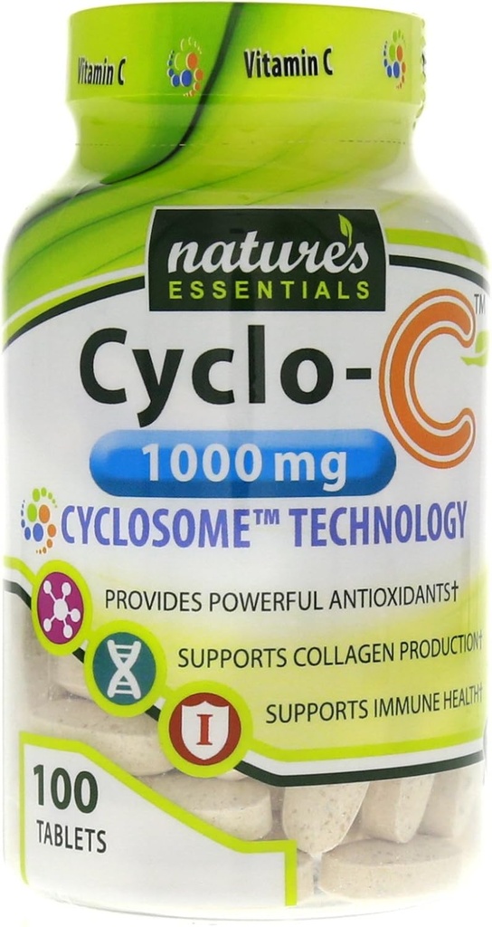 ZASADY NATURY Witamina C Cyklo- C 1000mg 124; Bioflawonoidy + Cyklodekstryna 124; Zaawansowana Cyklosomowa Liposomalna Dostawa 124; Nie-GMO, Gluten Free, Wegetariańskie 124; 200 Tabletki