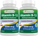 Najlepsi naturalni Witamina B- 12 jako Metylokobalamina (Metylkobalamina B12), 6000 µg 120 tabletek podjęzykowych (120 liczenie (opakowanie po 2))