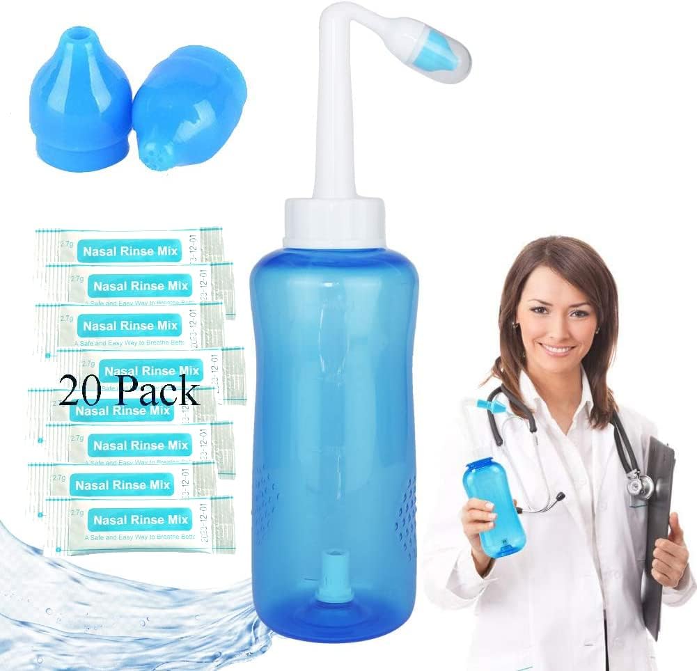 Butelka do mycia błony śluzowej nosa, Butelka do płukania zatok, Butelka do mycia nosa do mycia nosa do mycia nosa 300 ml Butelka do mycia błony śluzowej nosa do płukania nosa - Pielęgnacja nosa i nawilżanie dla dorosłych i dzieci (1)