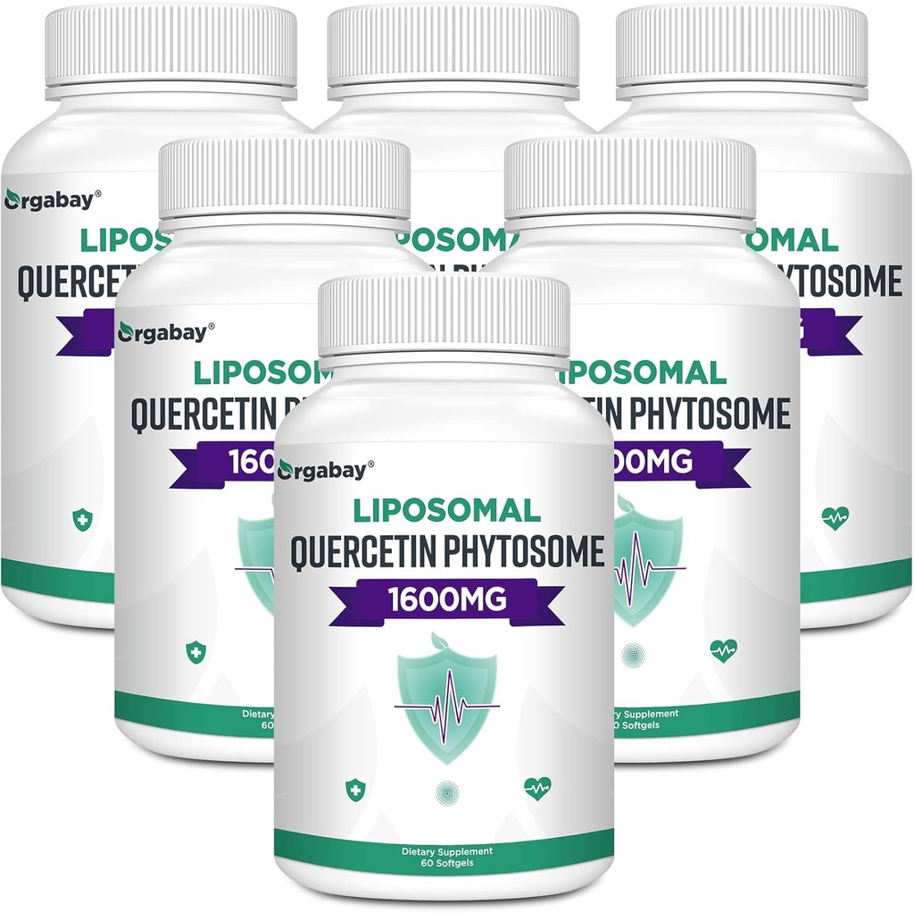 Orgabay Liposomal Quercetin Phytosome 1600 mg, Bromelain 200mg, Cynk 30mg, Witamina C Turmeric 40 mg, Najwyższa Absorpcja, Quercetin Complex, 360 Softgels