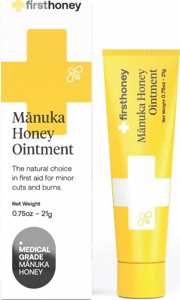 Pierwsza dawka leku Manuka Oberwał rany [.75oz - 21g] 124; Szybka naprawa rany żel 124; Szybka ulga dla skóry i oparzeń 124; Miód Manuka z Nowej Zelandii 124; Antybiotyczna bezpłatna opieka oparzeniowa, Blizna żel, Pomoc opatrunkowa