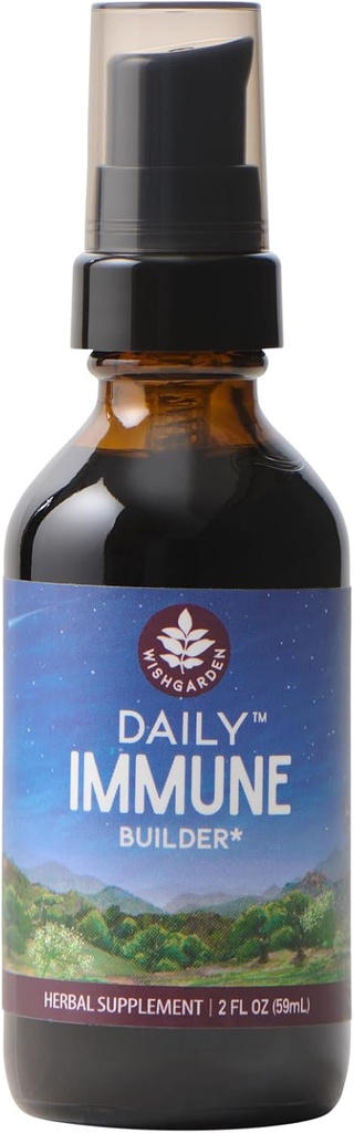 WishGarden Herbs Daily Immune Builder z Black Elderberry & Astragalus - Daily Immune Support Formuła dla dorosłych, Herbal Immune System Booster z Elderberry, 2oz