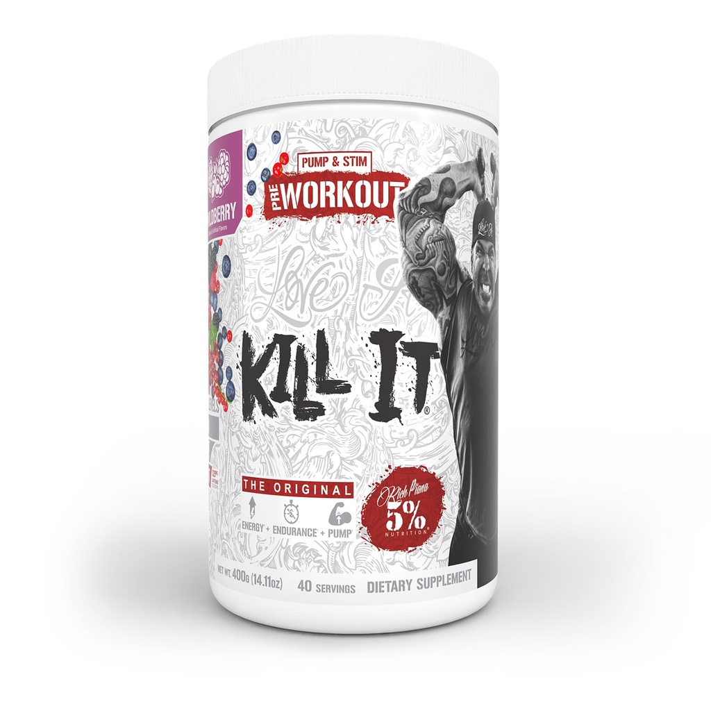 5% Żywienie bogaty Piana zabić go przed treningiem w / Kreatyna, Kofeina, Beta Alanina, Hydroprime Glicerol do pomp, Siła, Endurance 124; 14.11 oz, 40 Srvgs (Wildberry)