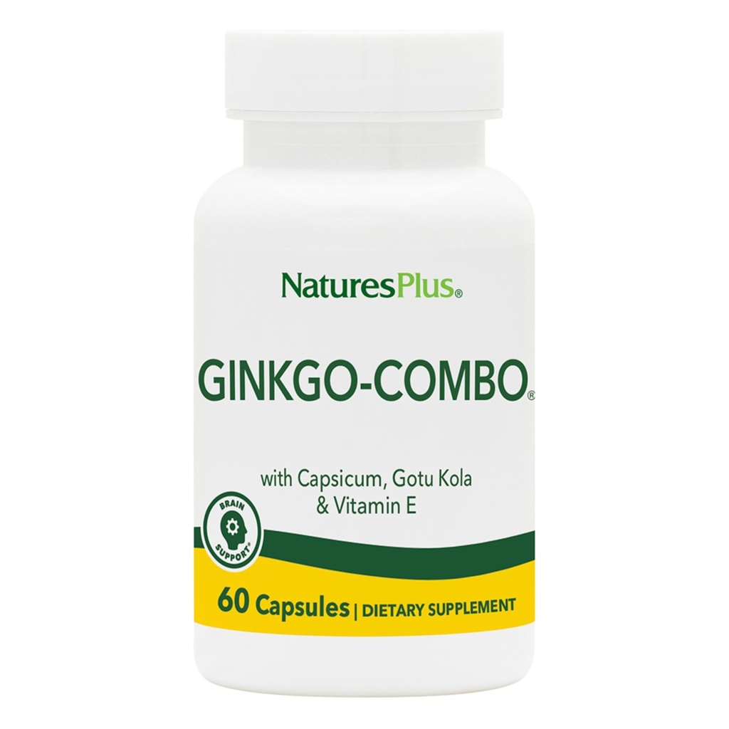 Natury Plus Gingko- Combo - 120 mg, 60 Kapsułek wegetariańskich - Ginkgo Biloba - Wegetarianin, Gluten- Free - 60 Służb