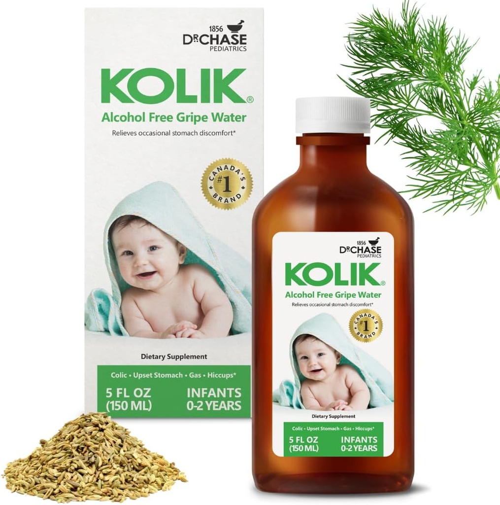 KOLIK Gripe Water Alcohol - Baby 's Colic Relief - Gripe Water For Babies & Infants - Baby Gas Relief For Cramps, Stomach Discomfort & Czkawka - Noworodek Essentials - 150ml (5 fl. oz.)