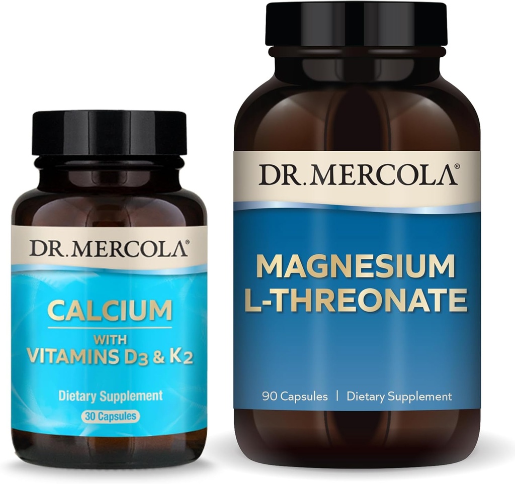 Dr Mercola Magnezu L- Threonian & Wapń z D3 & K2, 30 Służenia, Suplement diety, Bone Health, Non-GMO