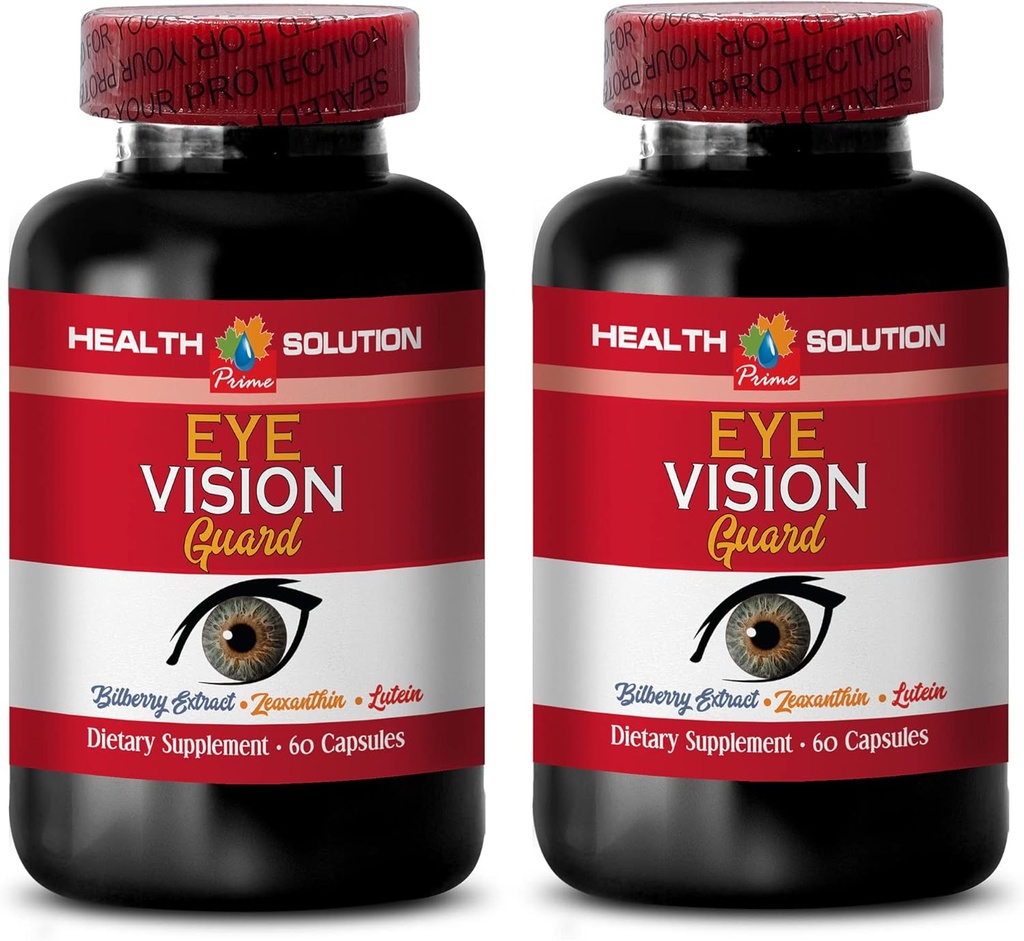 Witaminy do pielęgnacji oczu - maximum Vision Support - Promotes Healthy Vision - suplement do tauryny, luteina, owoce borówki, nasiona winorośli, dwuwodny Quercetin, L- Tauryna, tabletki witaminy A, 2 Bot 120 Czapki