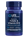 Life Extension BioActive Folate & Witamina B12, Promotes Heart, Mózg i GI Tract Health, Non-GMO, Gluten- Free, Wegetarianin, 90 Kapsułki
