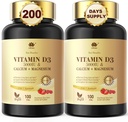 Fast Dissolve Vitamin D3 5000IU with Calcium & Magnesium - for Quick Nutrient Absorption-Sugar Free Chewable Supplement for Bones Strength, Teeth, Muscle, Immune Health,200 Fast Melt Tablets