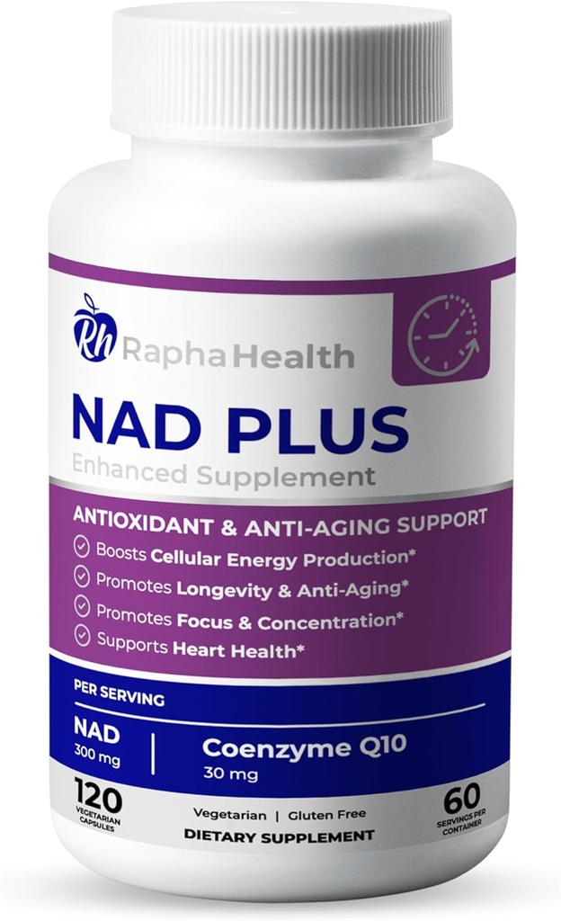 NAD 124; Advanced Energy & Anti- Aging Formula XI124; z NAD i koenzym Q10 XI124; Wspomaga Heart & Cognitive Health 124; 120 Kapsułki - 60 Day Supply
