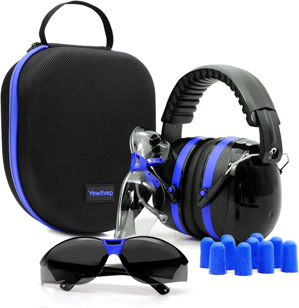 Yewltvep Strzelanie Uszy Ochrona Gun Zakres Uszy Ochrona z Earmuffs, Okulary bezpieczeństwa broni, Zatyczki do uszu, Ciężka sprawa przechowywania