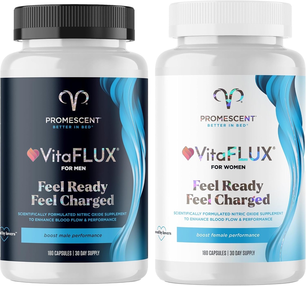 VitaFLUX Triple Power Acidic Supplement for Mężczyzna Performance + VitaFLUX Women 's Nitric Oxide Booster Supplement, Zwiększenie cyrkulacji, Boost Energy & Heart Health, Performance, Stamina, Energy