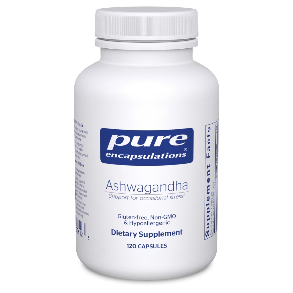 Pure Encapsulations Ashwagandha - 500 mg Ashwagandha Extract - Metabolizm & Wsparcie stresowe - Wsparcie immunologiczne - GMO Free & Vegan - 120 Kapsułki
