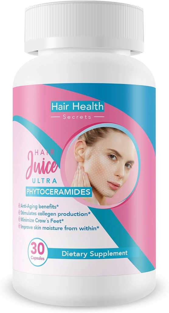 Hair Juice Ultra Anti-Aging Pills - Phytoceramides 350mg - Soften Hair & Skin with This Specially formulated Anti Aging Pill Made with Vitamin A, Vitamin C, Vitamin D, Vitamin E, and Phytoceramides