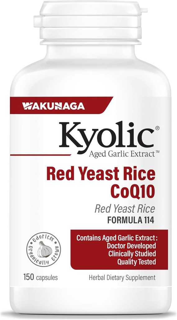 Ekstrakt z czosnku dwupierścieniowego Formuła 114, Czerwony Yeast Rice CoQ10, 150 Kapsułki