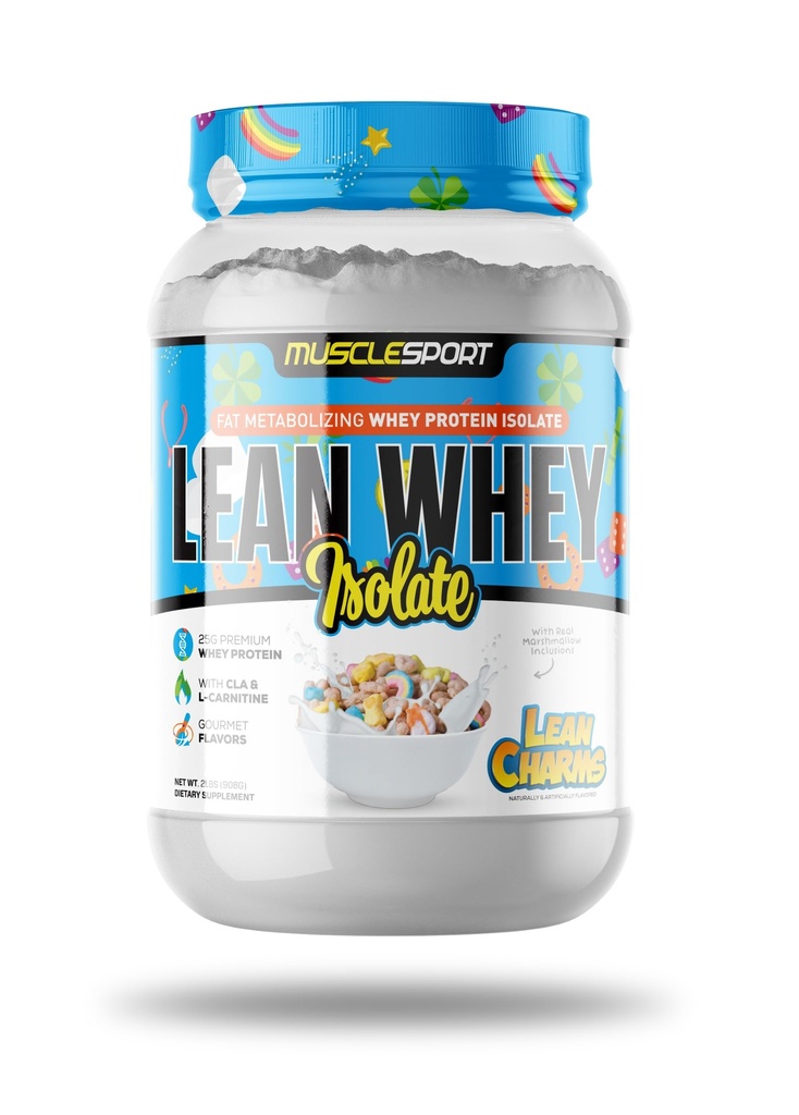 Musclesport Lean Whey Revolution ™ Protein Powder - Izolat białka serwatki - Low Calorie, Low Carb, Low Fat, Incredible Flavors - 25g Protein per Scoop (2lb, Lean Charms)