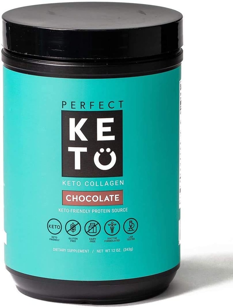 Perfect Keto Collagen Protein Powder with MCT Oil - Grassfed, GF, Multi Supplement, Najlepsze dla diety ketogenne, Użyj jako Keto Creamer, w kawy i shakes dla kobiet i mężczyzn