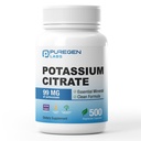 Puregen Labs Potasu Citrate 99 mg Elemental Potasu Supplement Agregable 124; No Harmful Additives Agregates 124; Non- GMO, Gluten Free Agregate 124; Made in USA - 500 Kapsułki wegetariańskie