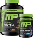 Mięśnie Pharm Combat 4lb Czekoladowy Białko i MusclePharm Assault Blue Malina Przed-Trening