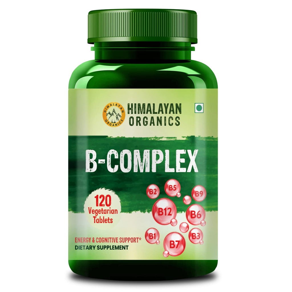 Himalajski kompleks organiczny witaminy B z 100% RDA B1, B2, B3, B5, B6, B9 & B12