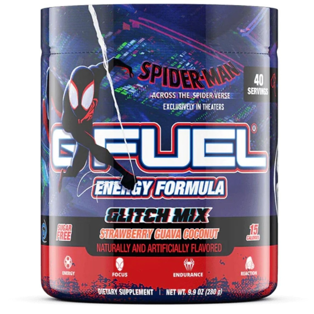 G Paliwo przez Spider- Verse Energy Drink Powder, Przed treningiem Kofeina Mix do gry, Focus Amino, Witamina + Przeciwutleniacze, 9.9oz (Strawberry Guava Kokos, 40 Słupki)