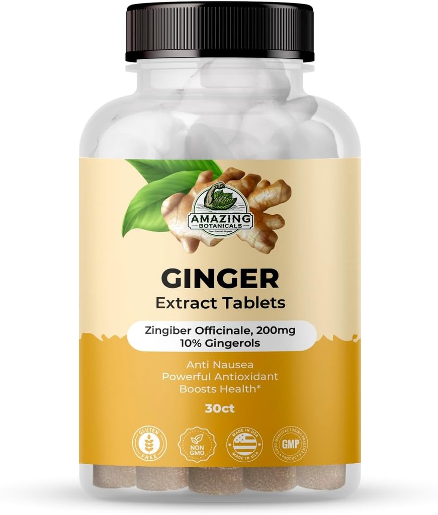 Niesamowite Botanicals Ginger Root Extract Tablets 200 mg - 10% Gingeroli, 20 mg na tabletkę, 30 tabletek