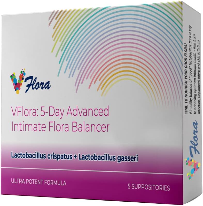 VagiBiom 5- Day Vflora (Lactobacillus crispatus + L. gasseri) to Balance Intimate Flora. Gorzka i pielęgnacyjna flora dla zdrowia skóry. Ultra mocny 100% naturalny wegan (5 czopów)