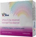 VagiBiom 5- Day Vflora (Lactobacillus crispatus + L. gasseri) to Balance Intimate Flora. Gorzka i pielęgnacyjna flora dla zdrowia skóry. Ultra mocny 100% naturalny wegan (5 czopów)