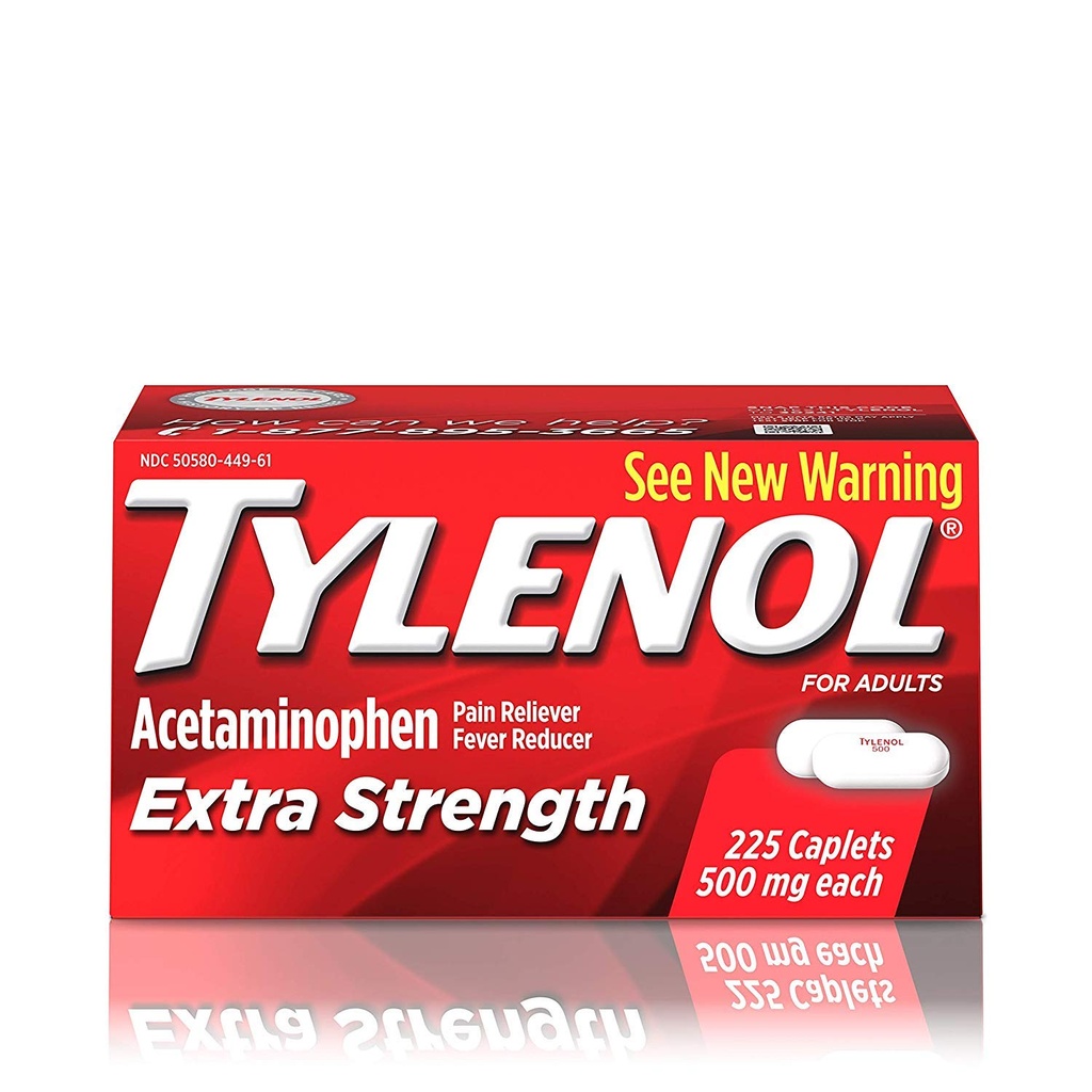 Tylenol Extra Strength Caplets with 500 mg Acetaminophen, Pain Reliever & Fever Reducer, 225 ct