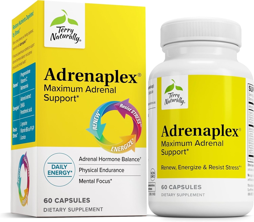 Terry Natural Adrenaplex - Suplement do Glandów Nadnerczy - Glandular Supplement z witamin C & B6 - Suplement diety do wsparcia zdrowej funkcji nadnerczy - 60 Kapsułki