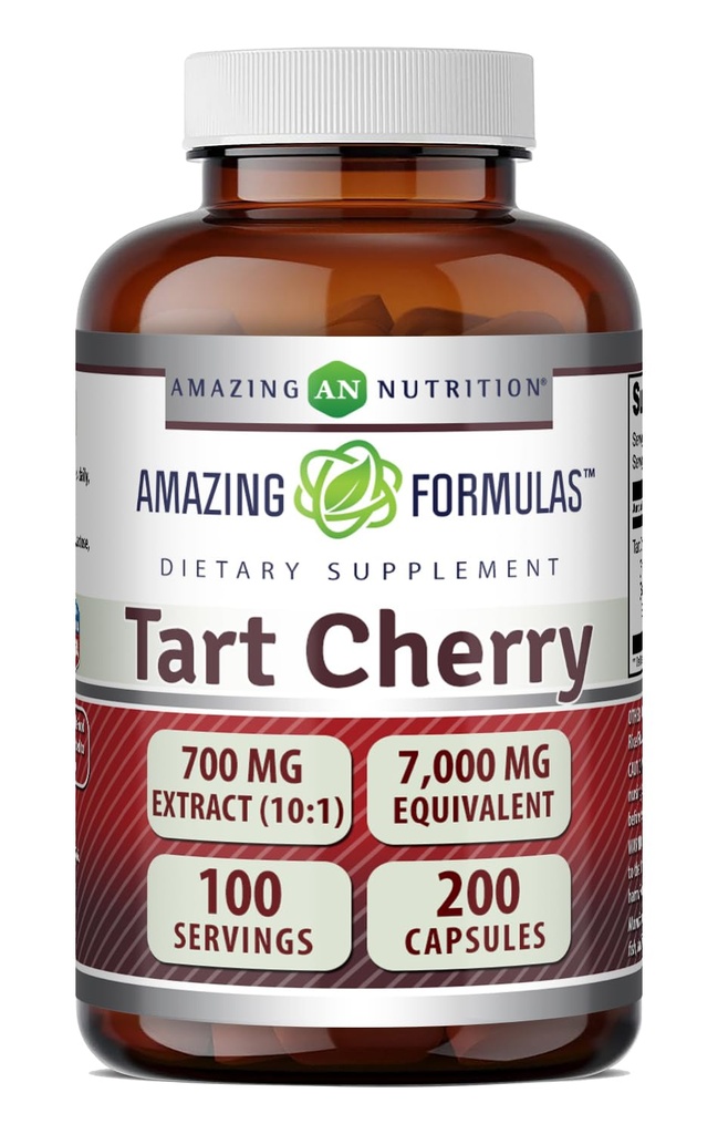 Amazing Supples Tart Cherry Extract 700 Mg Extract (10: 1) Per Serving Capsules Supplement Equipment 124; Ekwiwalent 7000 Mg Equipment 124; Non- GMO Ecolabel 124; Gluten Free Equipment 124; Made in USA (1 Pack Equipment 124; 200 Count)