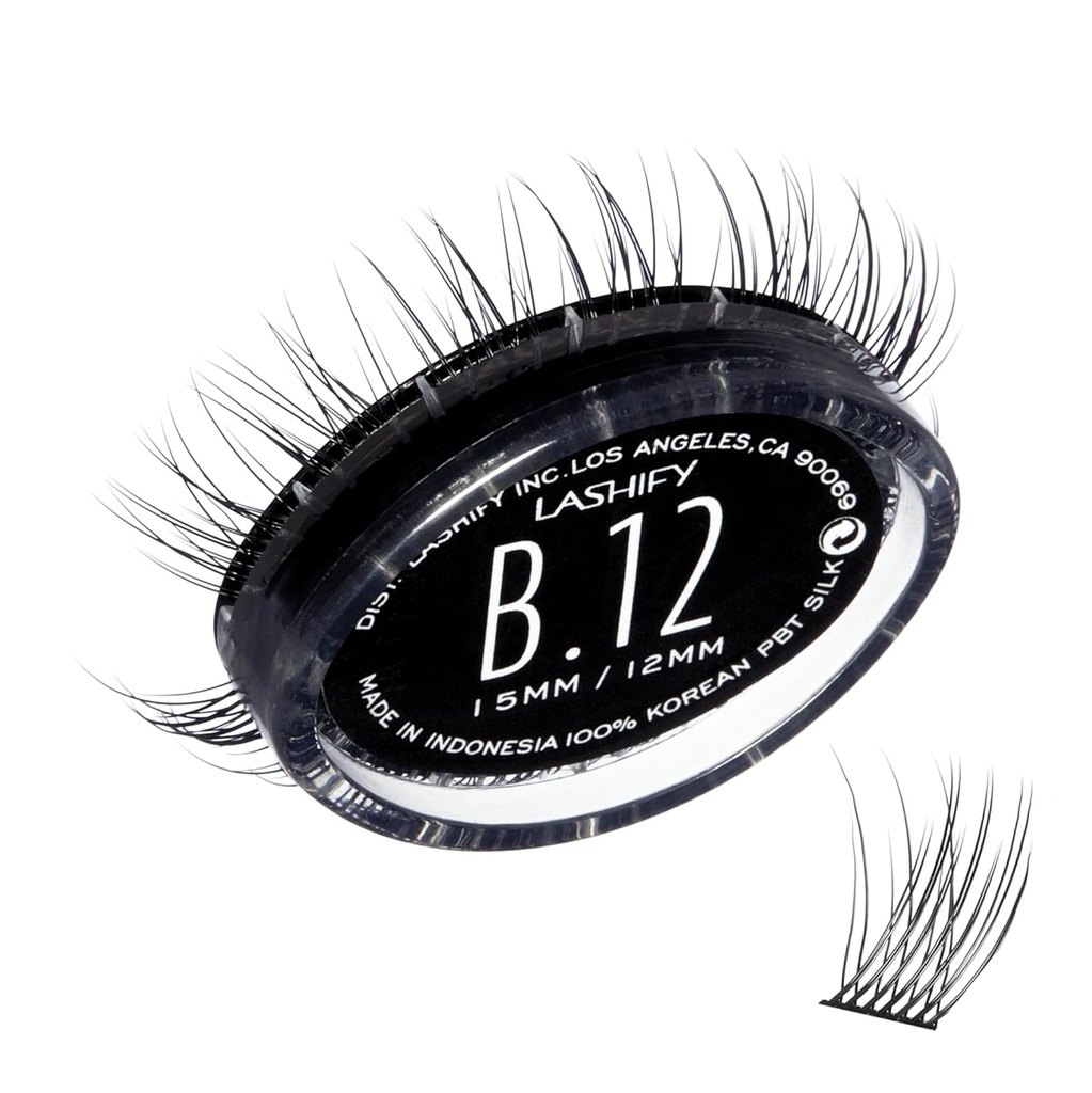 Lashify Bold 12mm Gossamer DIY Eyelash Rozszerzenia Refill, czarny, łatwe fałszywe rzęsy dla naturalnego wyglądu