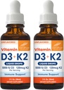 Sandhu witaminy D3 K2 krople dla dorosłych 124; 5000 j.m. D3 Płyn, 120mcg K2 Suplement 1 Fl Oz (Opakowanie z 2) 124; D3K2 Wspiera Superior Absorption, Energia, Immune, Zdrowie mięśni dla mężczyzn i kobiet