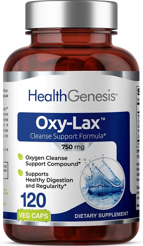 Oxy- Lax 750 mg 120 Vcaps - Naturalny tlenek magnezu Oxygen Oparte Colon Cleanse Delikatny Laxative wspomaga zdrową digestive Tract Regularność