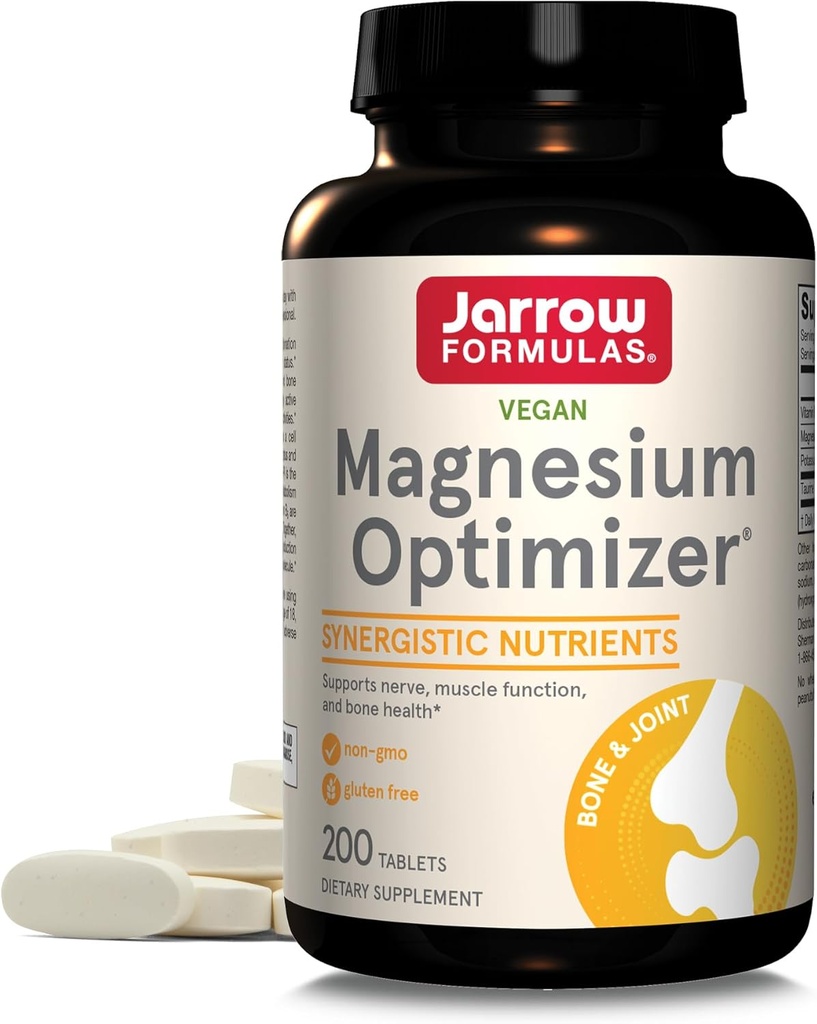 Jarrow Fixas Magnezu Optimizer - 200 Tabletów - Obsługuje Bone Health & Muscle Function - Ćwiczenia i Endurance Benefits - Obejmuje Tauryna, P5P & Witamina B6 - 100 Służenia
