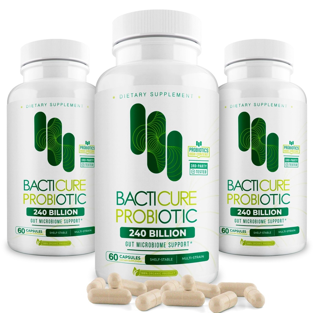 Bacticure Probiotic 180 Kapsułki Dwudziesta 124; Suplement do Probiotyki w / Wysoka wzór CFU dla mężczyzn i kobiet 124; Prebiotyki & Enzymy pokarmowe dla trawienia & Gut Zdrowia, Zdrowie pochwy, Colon Cleanse, Wsparcie immunologiczne