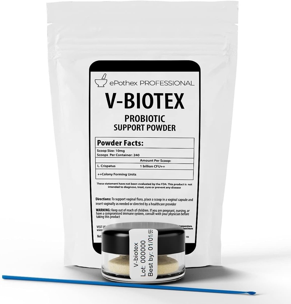 V-Biotex - Pure L. Crispatus Probiotic Powder | Vaginal Probiotic | Promotes Vaginal & Urinary Health | Yeast Infection & Bacterial Vaginosis Support | 240 Doses