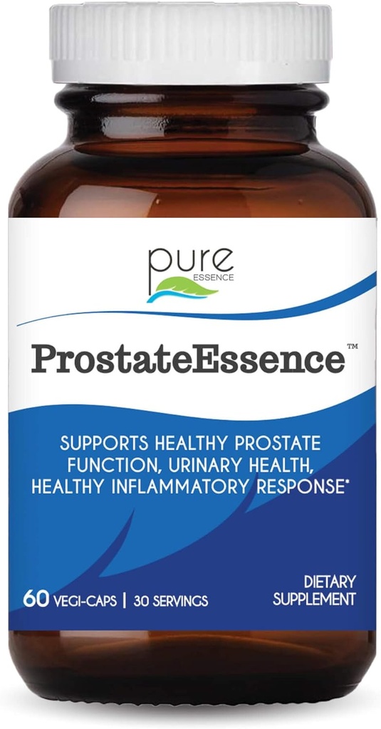 Esencja Pure Essence Labs Prostate Essence w / Witamina D3, Selen, Suplementy cynku i więcej - Witaminy męskie i Ziołowe Suplement dla Prostate Health w / Beta Sitosterol - 60 Czapki dla mężczyzn
