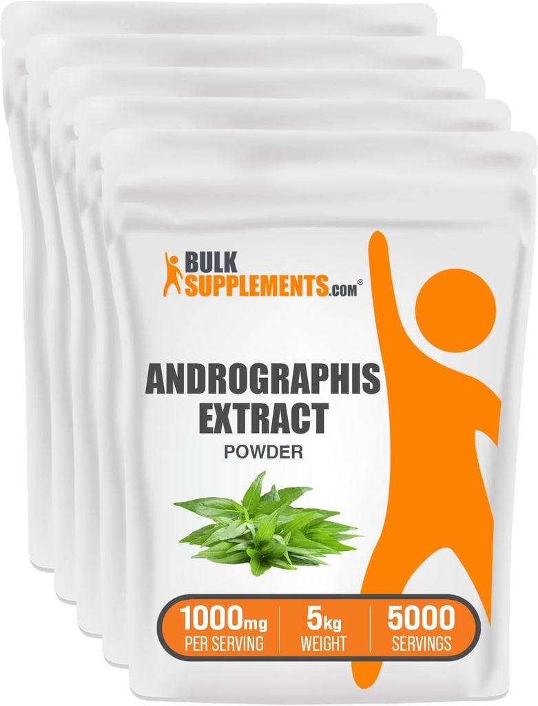 BulkSupplements.com Andrographis Extract Powder - Andrographis Paniculata, Herbal Supplement, Andrographis Powder - Gluten Free, 1000mg per Serving, 5kg (11 funtów)