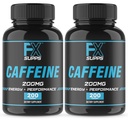 FXSUPPS Kofeina 200 mg Pigułki (2- Pack, 400 Kapsułki) - Szybkie działanie suplement wsparcia energetycznego dla mężczyzn i kobiet 124; Wspomaga alertywność, Focus & Metabolic Function