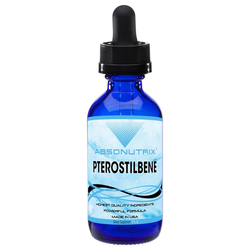 Absonutrix Pterostilbene 300 mg, 4 krople płynne Fl Oz, 200 Potennych Służb, Wysoka Biodostępność, Trzydzieści-Party Tested, Szybka Absorpcja, GMP- Certified, Non-GMO, Cruelty- Free Products, Made in USA