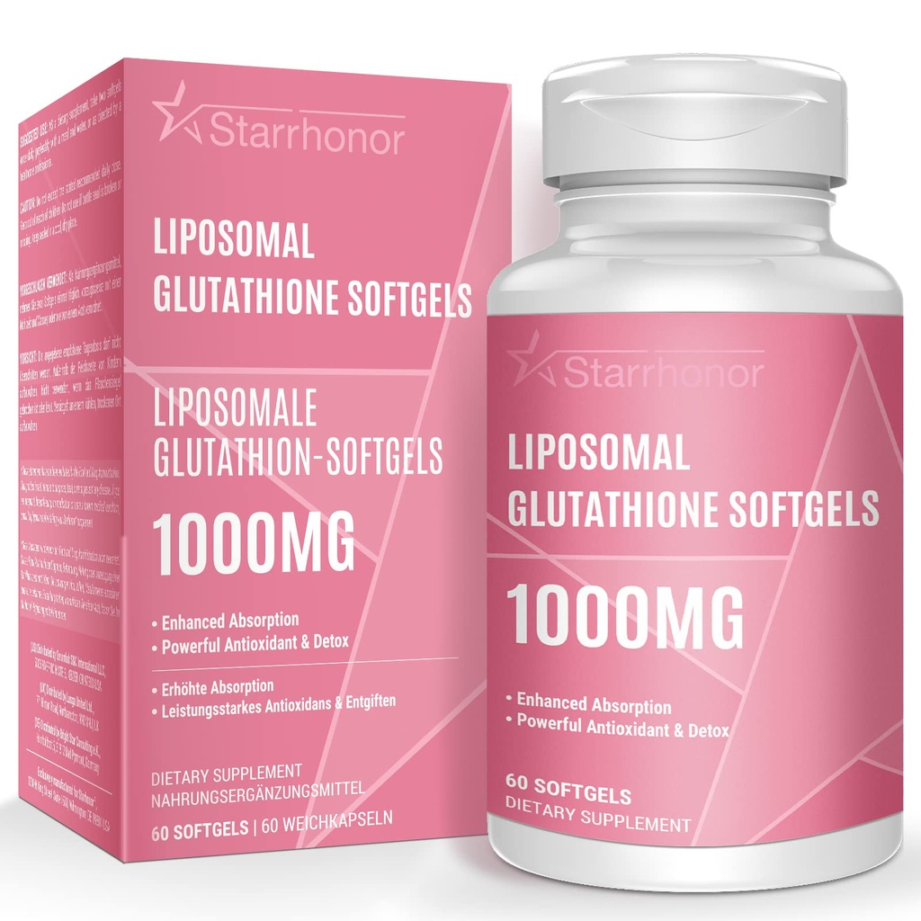 Liposomal Glutathione Softgels 1500MG, Zmniejszony suplement glutationu z witaminą C, Lepsza absorpcja, Nie-GMO Potężny przeciwutleniacz do zdrowego starzenia, Detox, Immune Health, 60 Softgels