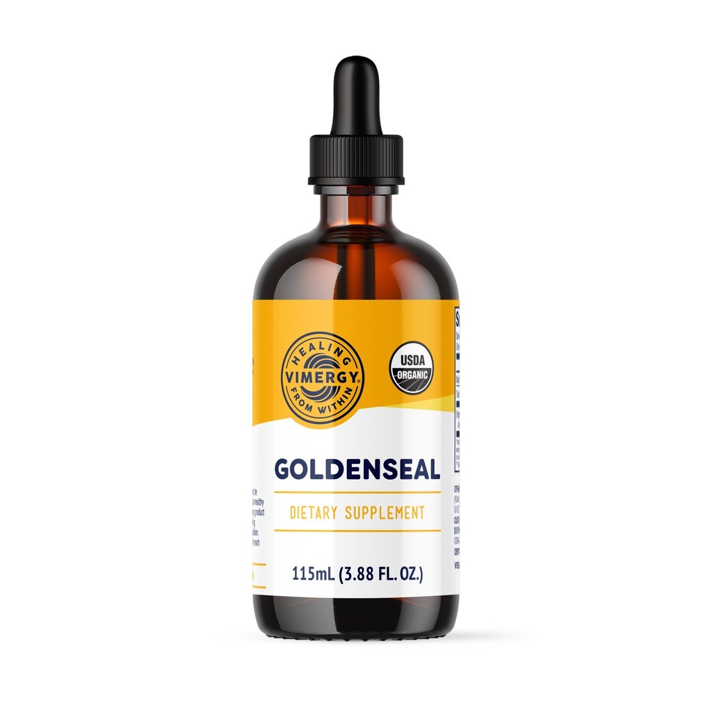 Vimergy Goldenseal Tincture Herbal Supplement - (57 Servings) 10: 1 Wyciąg Równoważnik 2000mg Herbal Equivalent - USDA Organic, Vegan, Alcohol-Free Golden Seal Herb Drops Great for Tea (115 ml)